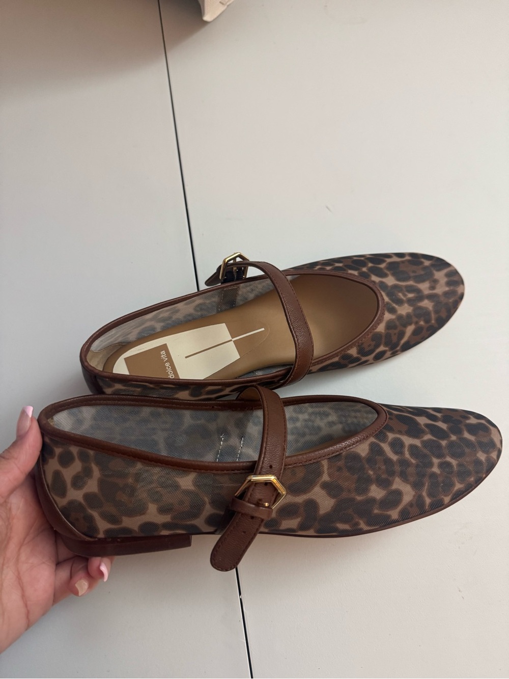 Dolce Vita Leopard Print Mary Jane Flats in Brown